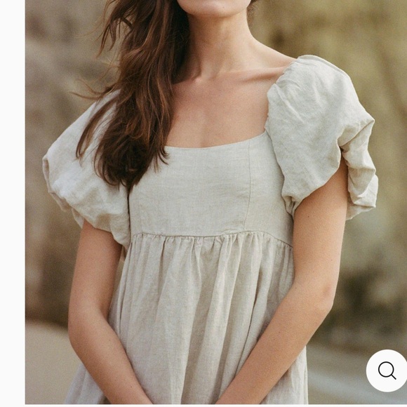 A.REN Candace 100% Linen Off White Maxi Dress - Picture 3 of 14